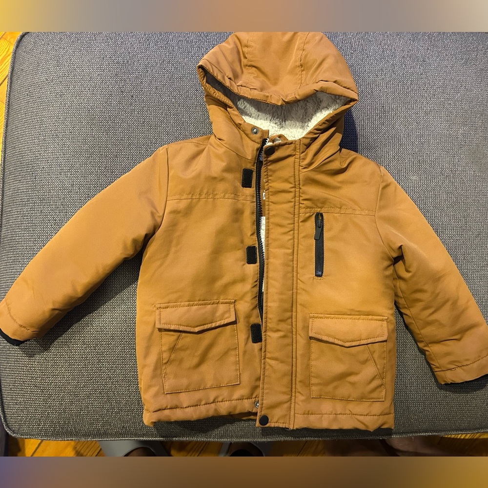 Primark Toddler Sherpa-Lined Winter Coat – Brown (Size 1.5–2Y)